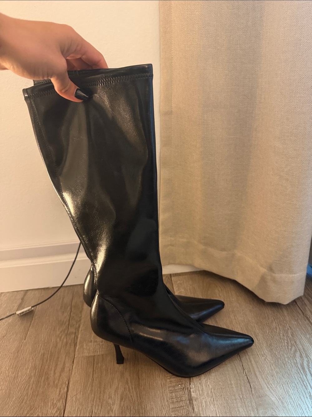 Black Pointed-Toe Knee-High Boots - Classic Women’s Dress Boots